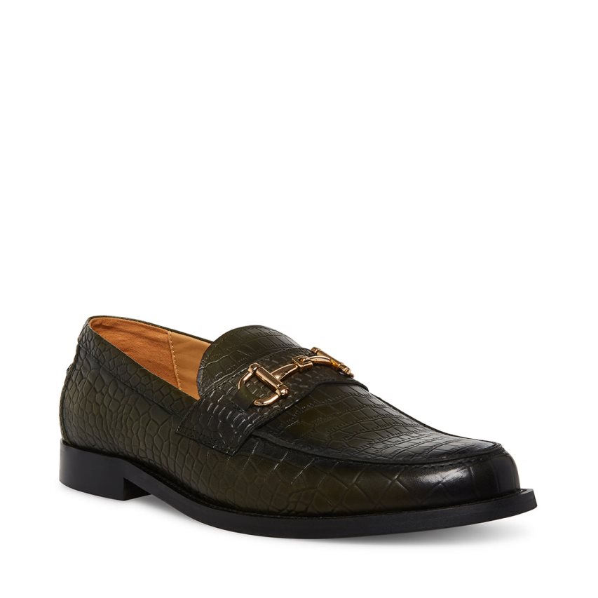 Dark Green Steve Madden Wallace Crocodile Men's Loafers | PH 2316EDQ